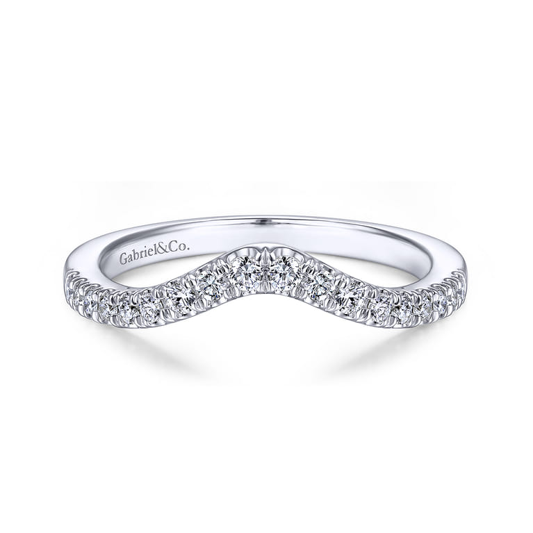 14K White Gold Matching Wedding Band - 0.25 ct - Shot 1