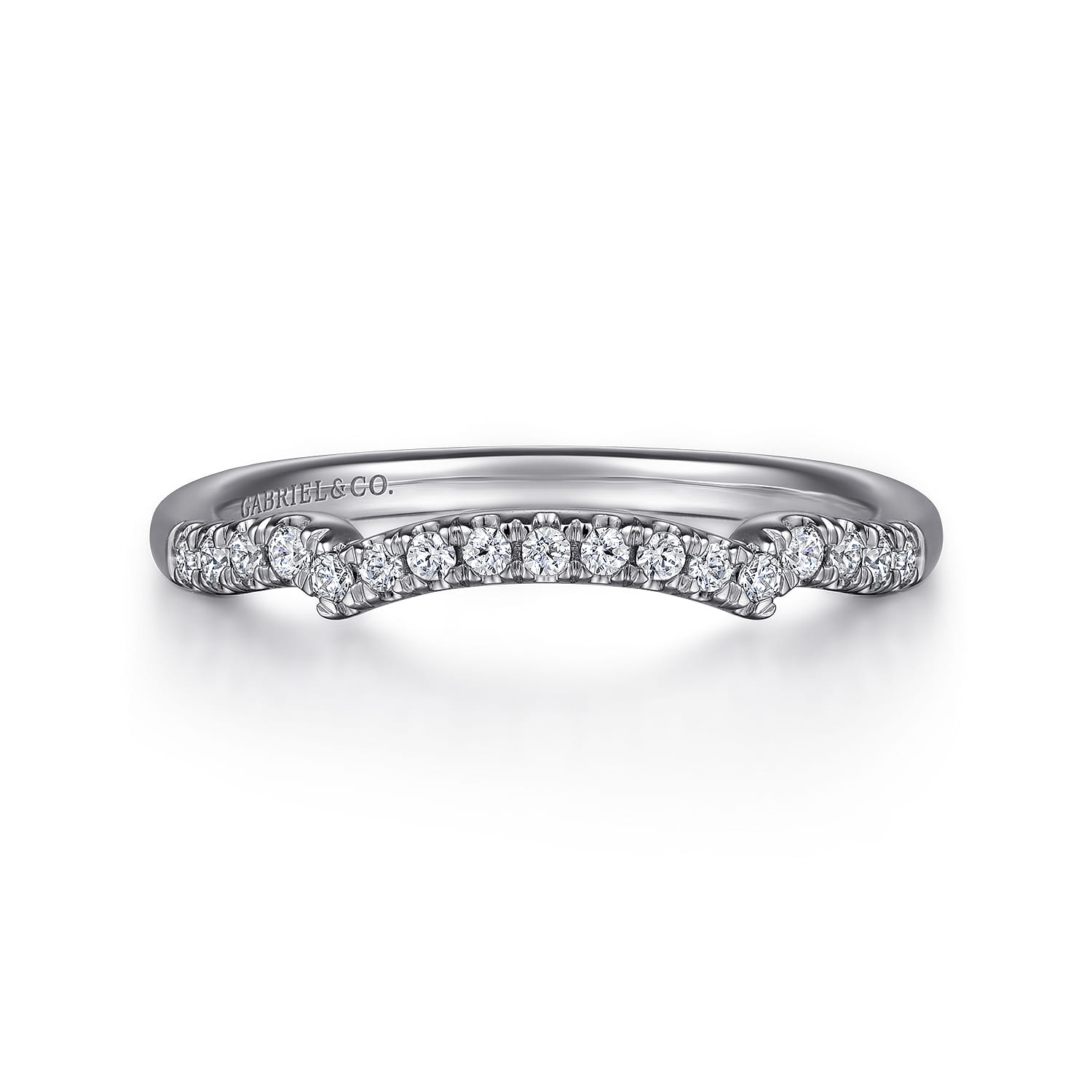14K White Gold Matching Wedding Band - 0.14 ct - Shot 1