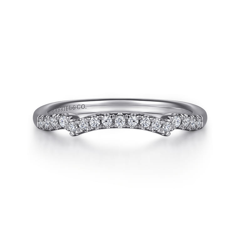14K White Gold Matching Wedding Band - 0.14 ct - Shot 1