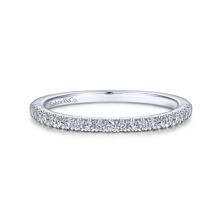 14K White Gold Matching Wedding Band - 0.15 ct - Shot 1
