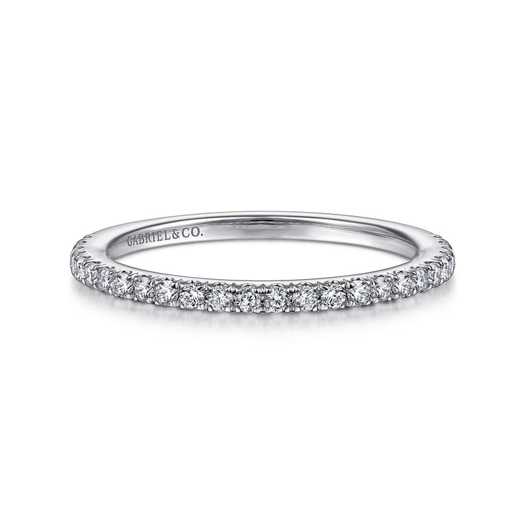 14K White Gold Matching Wedding Band - 0.21 ct - Shot 1