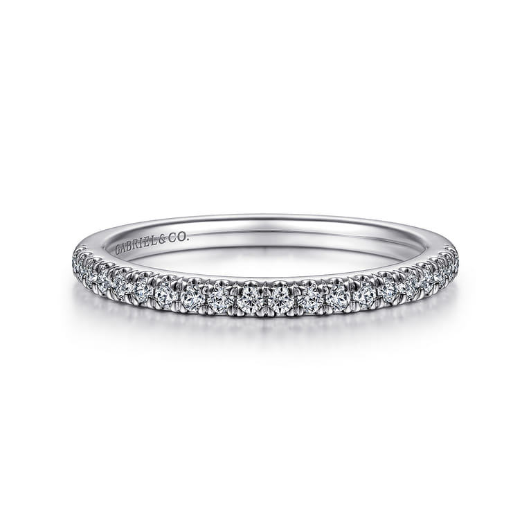14K White Gold Matching Wedding Band - 0.21 ct - Shot 1