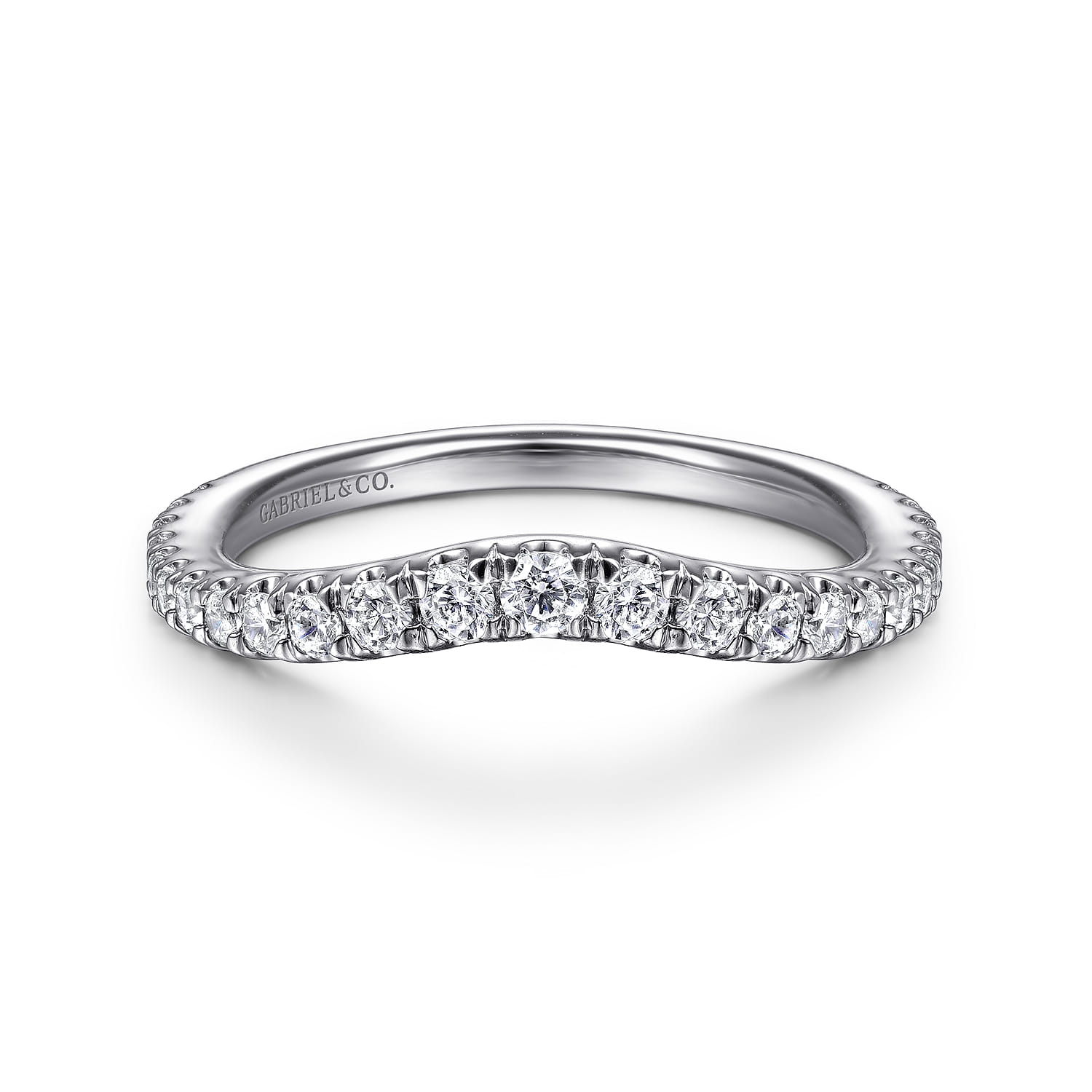 14K White Gold Matching Wedding Band - 0.39 ct - Shot 1