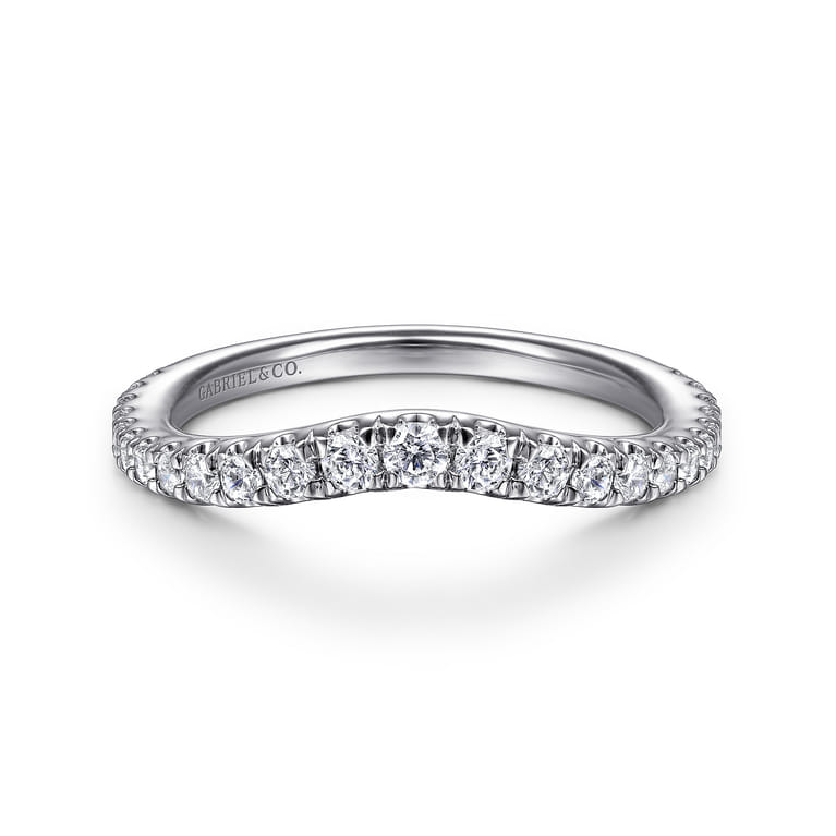 14K White Gold Matching Wedding Band - 0.39 ct - Shot 1