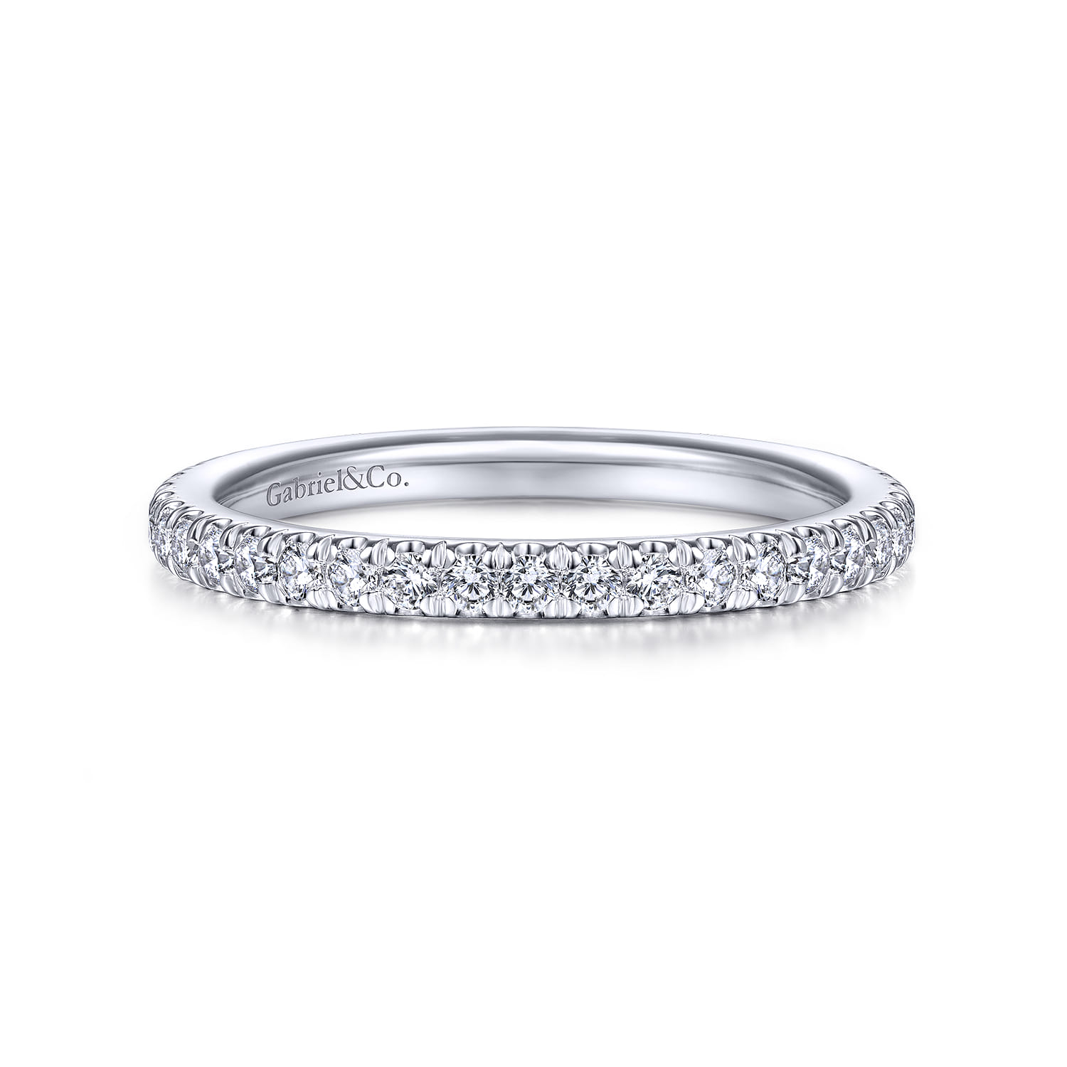 14K White Gold Matching Wedding Band - 0.38 ct - Shot 1