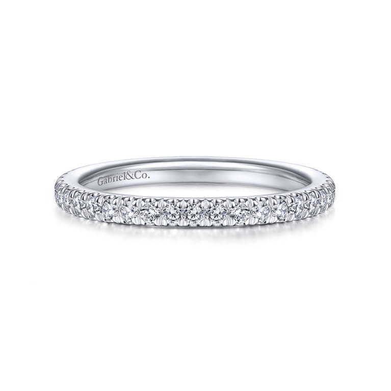 14K White Gold Matching Wedding Band - 0.38 ct - Shot 1
