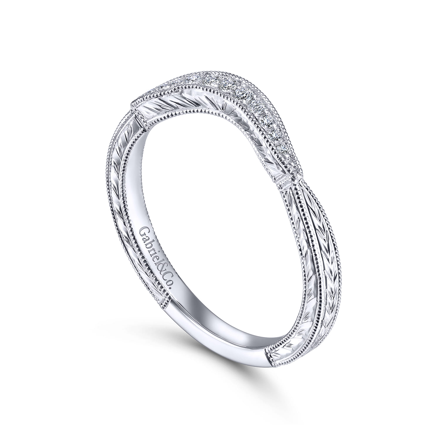 14K White Gold Matching Wedding Band - 0.07 ct - Shot 3