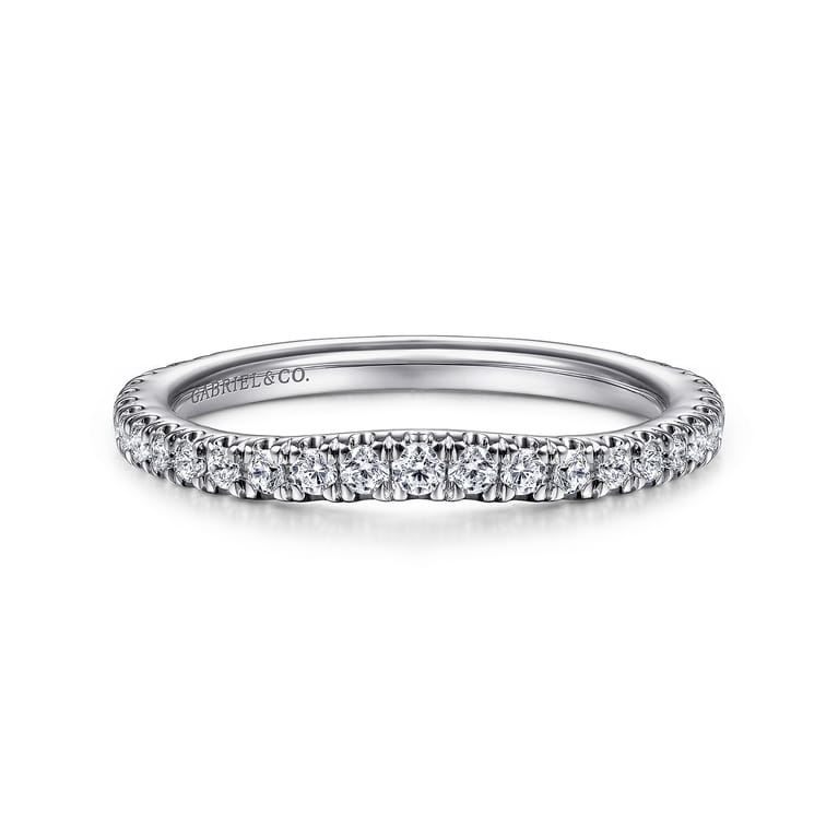 14K White Gold Matching Wedding Band - 0.34 ct - Shot 1