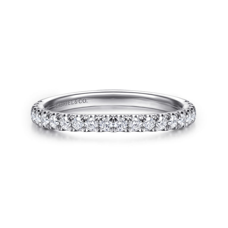 14K White Gold Matching Wedding Band - 0.37 ct - Shot 1