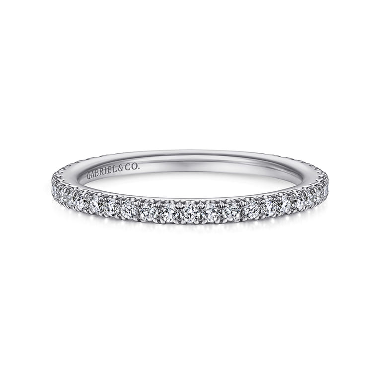 14K White Gold Matching Wedding Band - 0.33 ct - Shot 1
