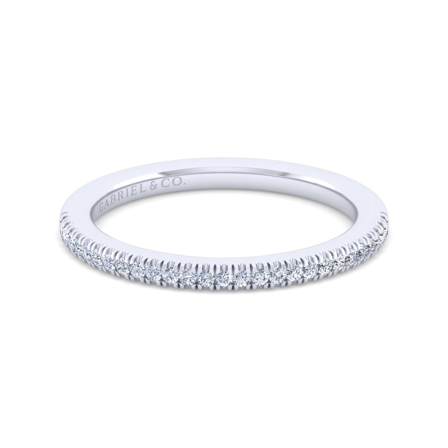 14K White Gold Matching Wedding Band - 0.13 ct - Shot 1