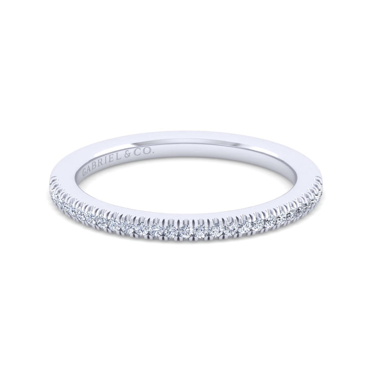 14K White Gold Matching Wedding Band - 0.13 ct - Shot 1