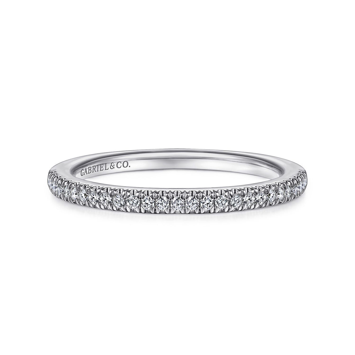 14K White Gold Matching Wedding Band - 0.12 ct - Shot 1