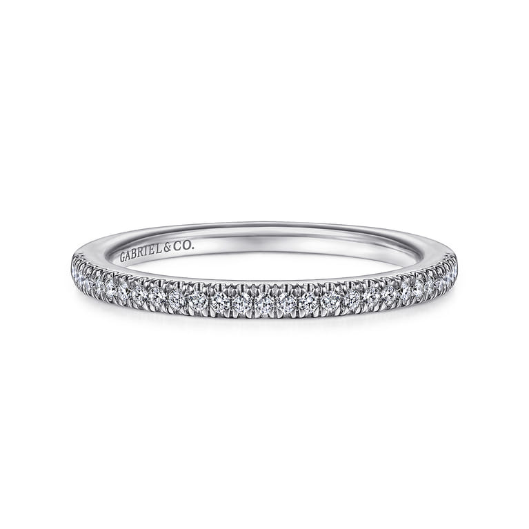 14K White Gold Matching Wedding Band - 0.12 ct - Shot 1