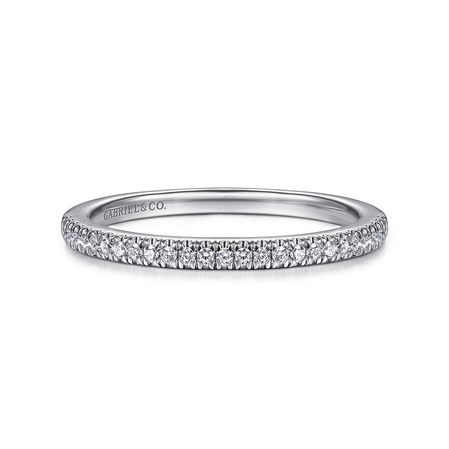 14K White Gold Matching Wedding Band - 0.12 ct - Shot 1