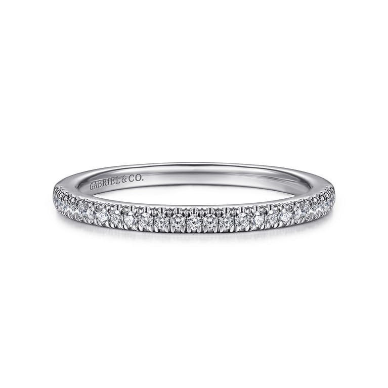 14K White Gold Matching Wedding Band - 0.12 ct - Shot 1