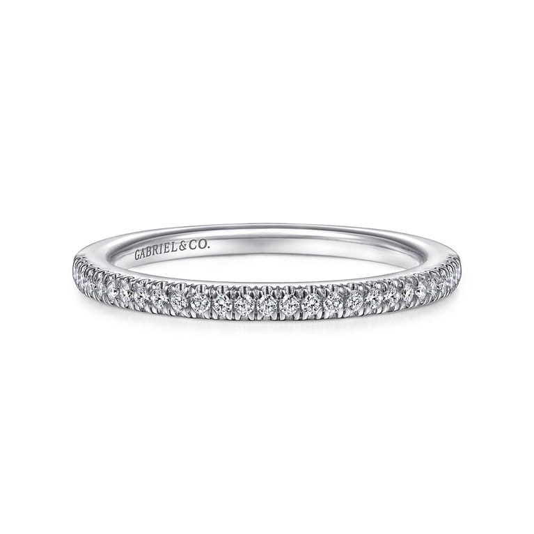14K White Gold Matching Wedding Band - 0.12 ct - Shot 1