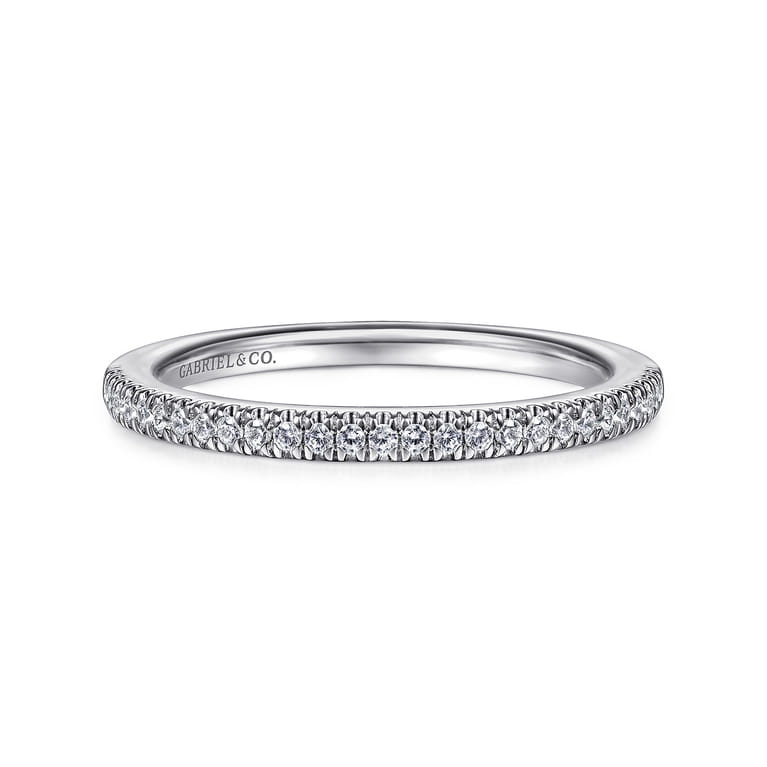 14K White Gold Matching Wedding Band - 0.13 ct - Shot 1