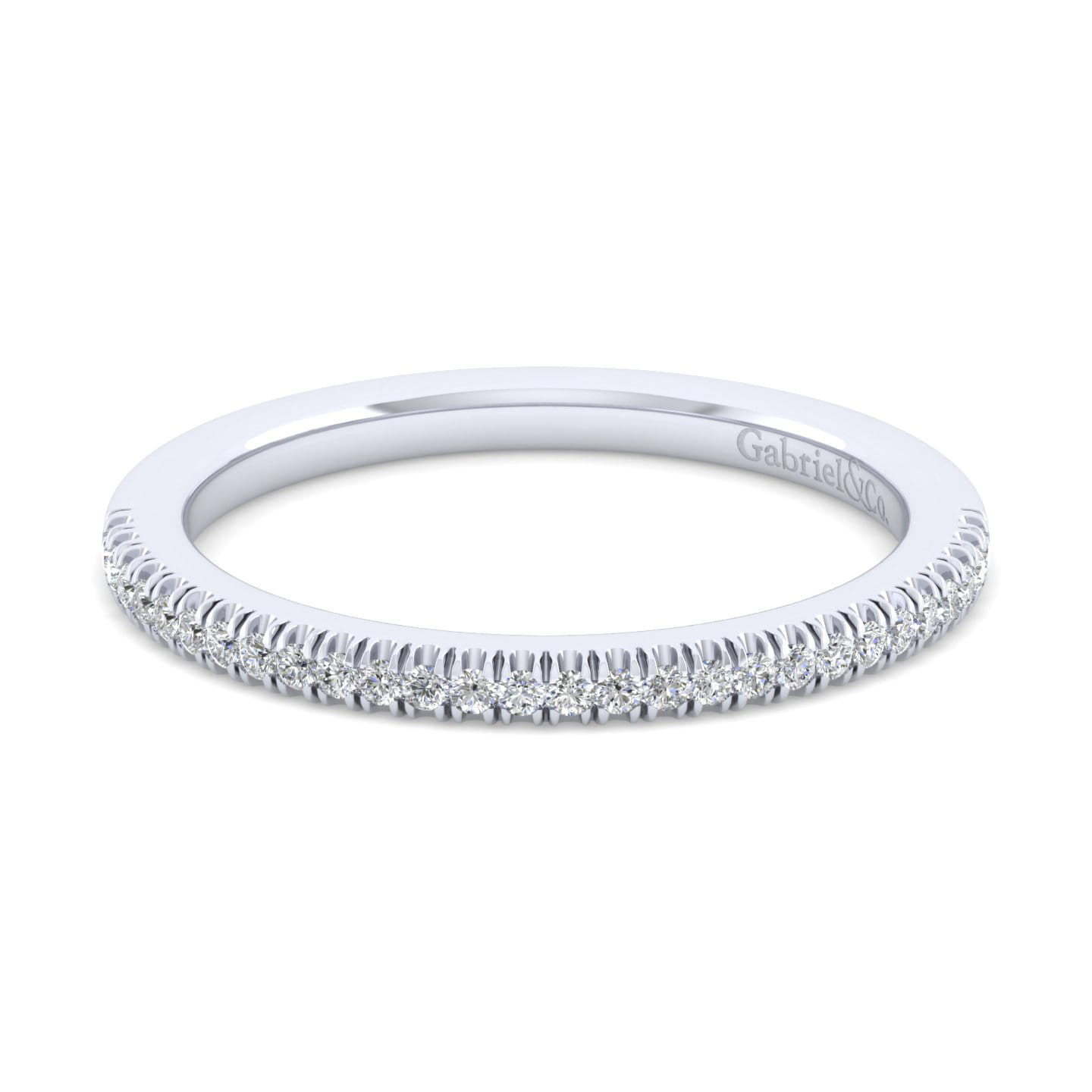 14K White Gold Matching Wedding Band - 0.13 ct - Shot 1