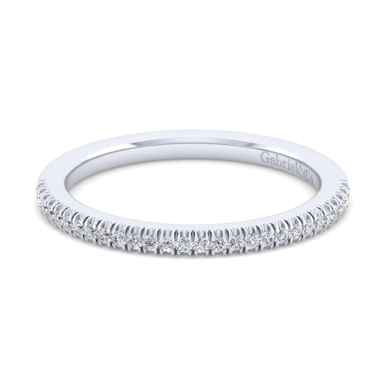 14K White Gold Matching Wedding Band - 0.13 ct - Shot 1