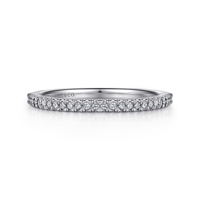 14K White Gold Matching Wedding Band - 0.13 ct - Shot 1