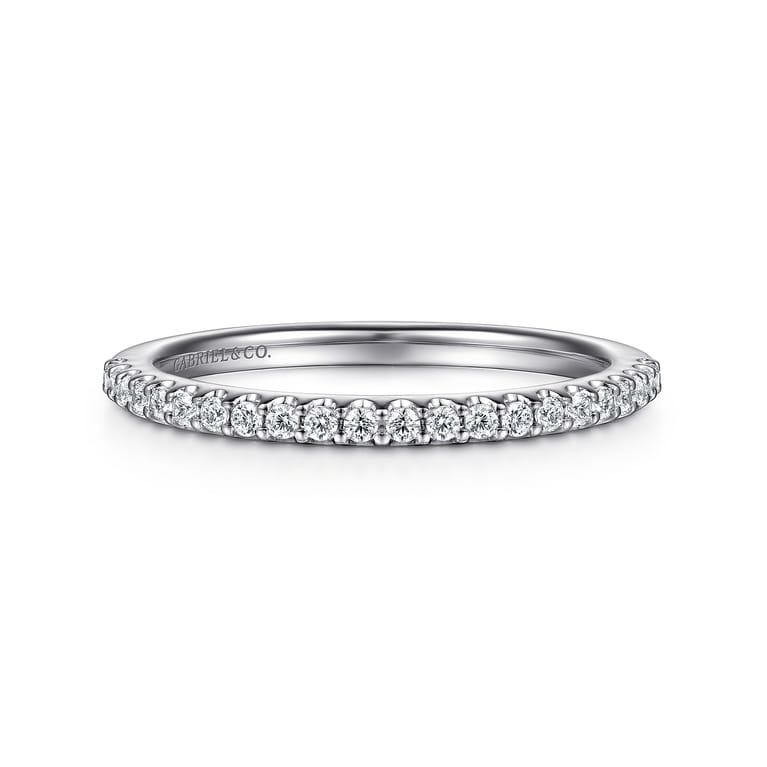 14K White Gold Matching Wedding Band - 0.17 ct - Shot 1