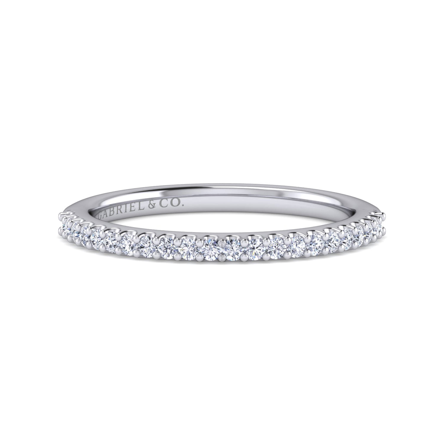 14K White Gold Matching Wedding Band - 0.17 ct - Shot 1