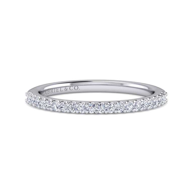 14K White Gold Matching Wedding Band - 0.17 ct - Shot 1