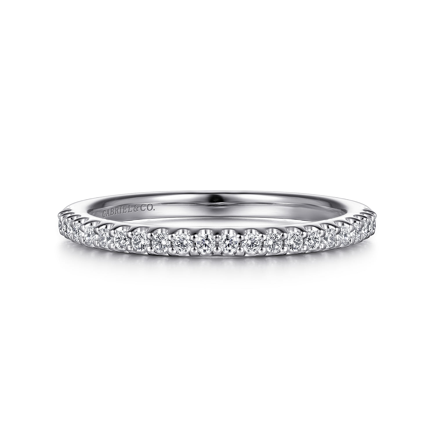 14K White Gold Matching Wedding Band - 0.17 ct - Shot 1
