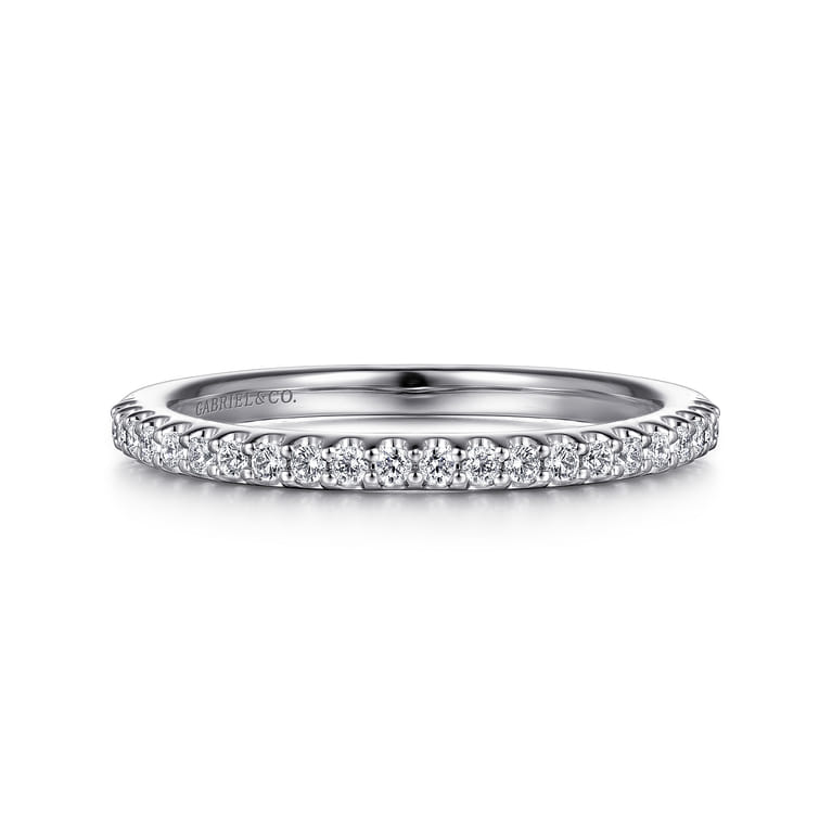 14K White Gold Matching Wedding Band - 0.17 ct - Shot 1