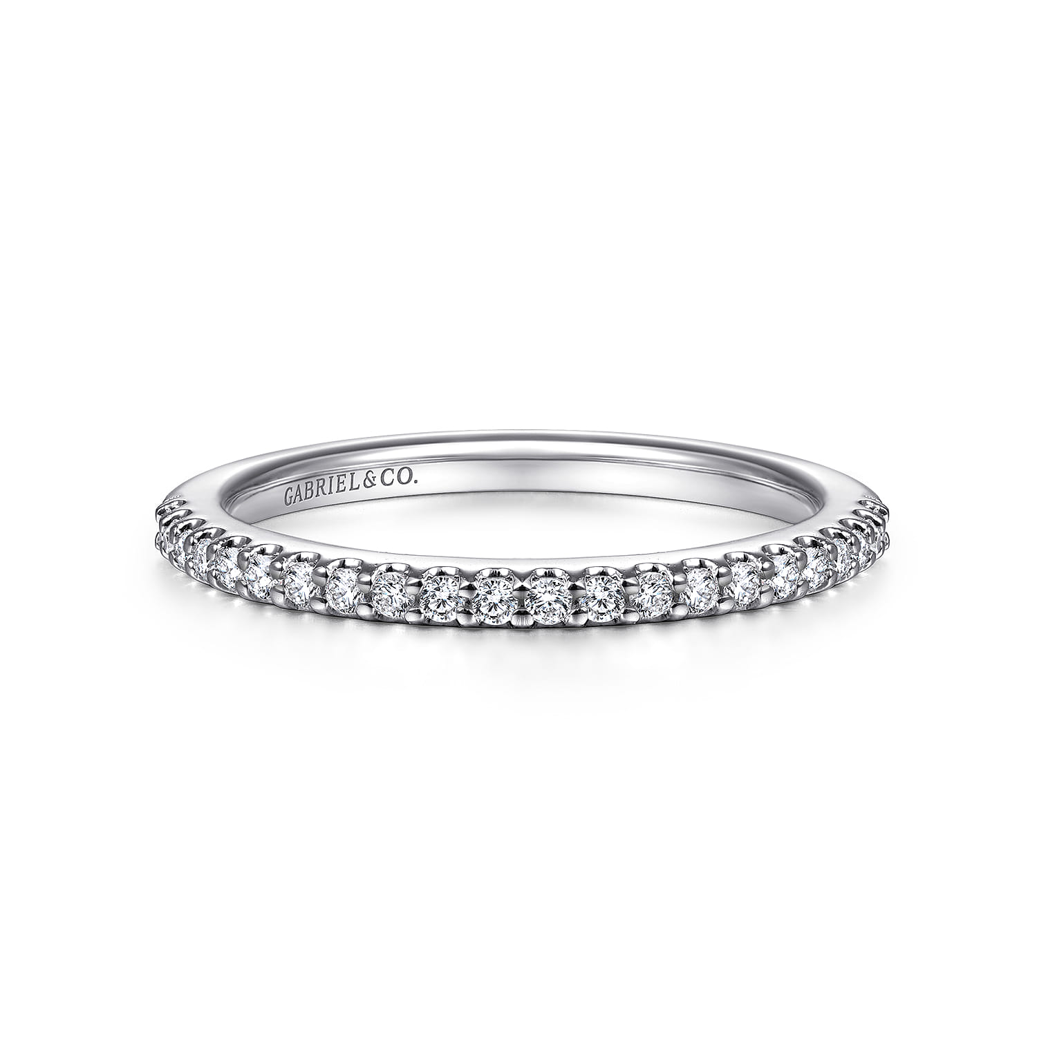 14K White Gold Matching Wedding Band - 0.17 ct - Shot 1