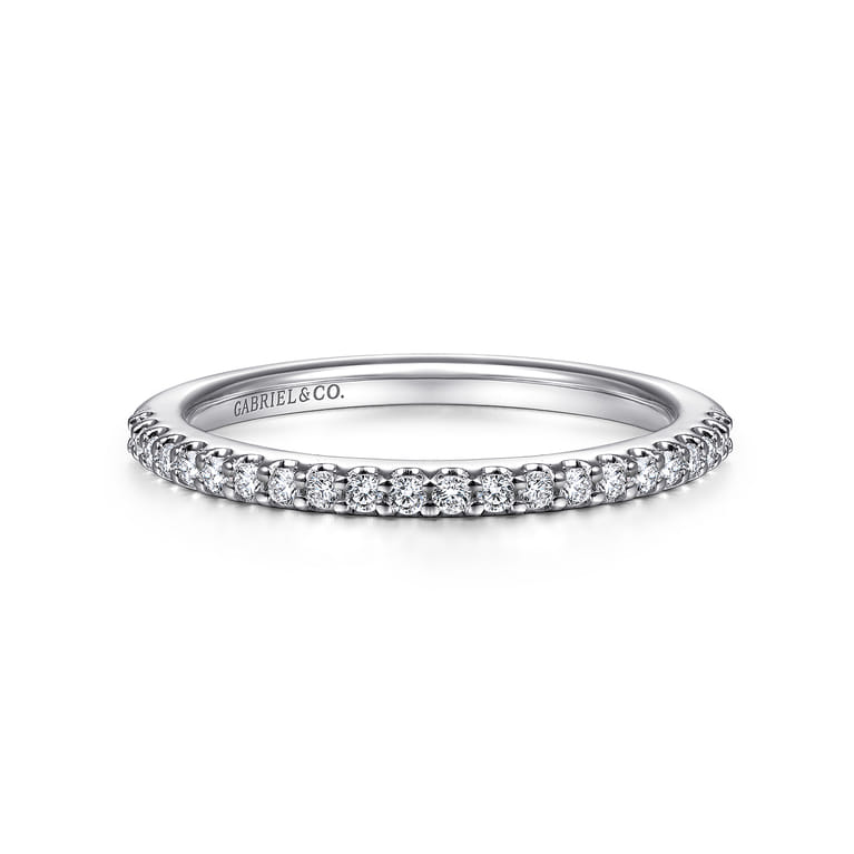 14K White Gold Matching Wedding Band - 0.17 ct - Shot 1