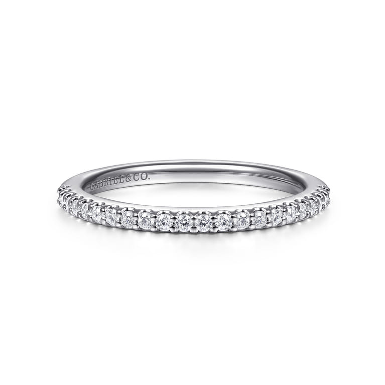 14K White Gold Matching Wedding Band - 0.17 ct - Shot 1
