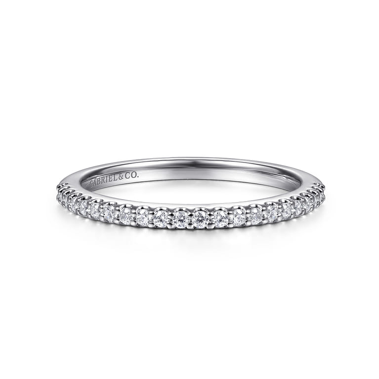 14K White Gold Matching Wedding Band - 0.17 ct - Shot 1