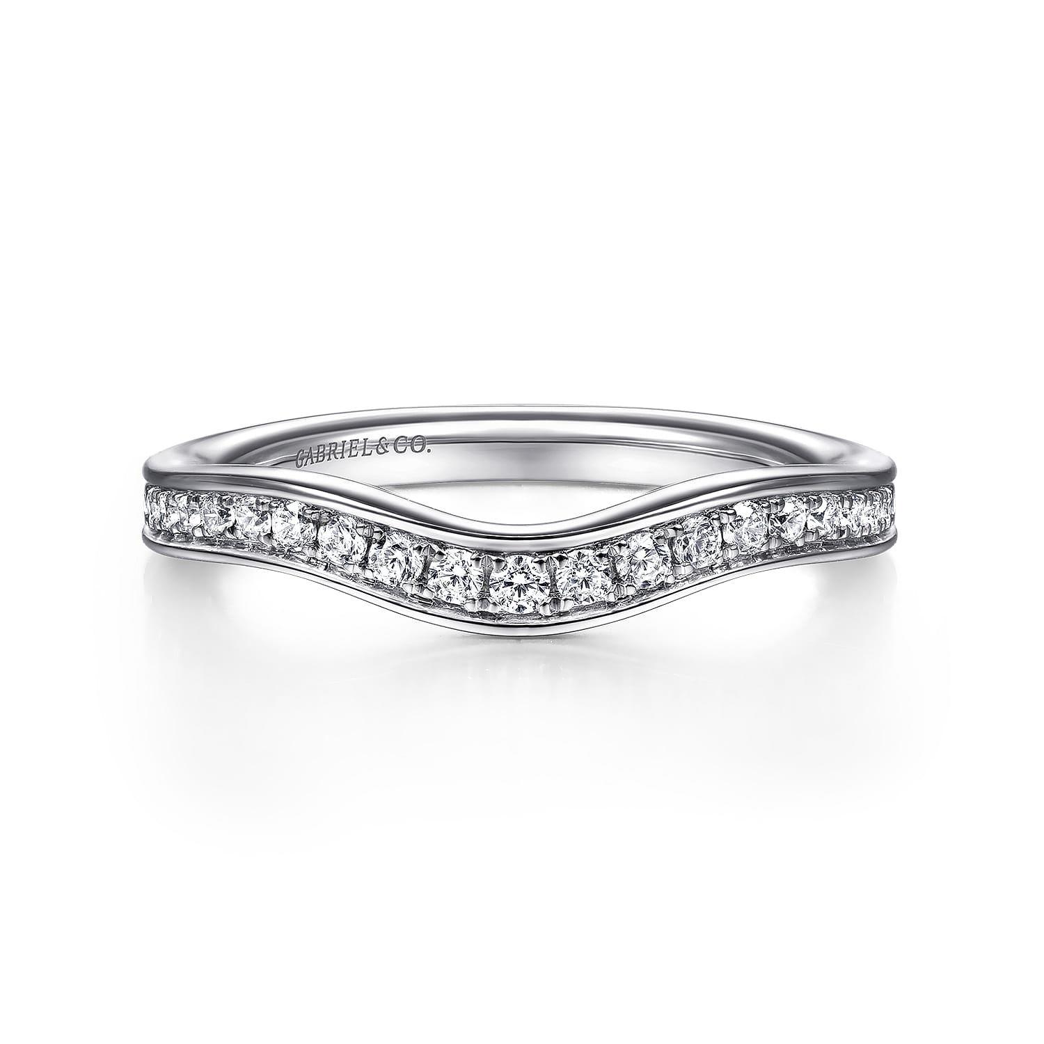 14K White Gold Matching Wedding Band - 0.25 ct - Shot 1