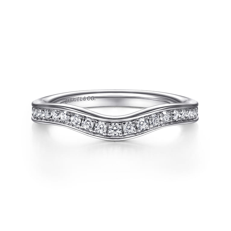 14K White Gold Matching Wedding Band - 0.25 ct - Shot 1