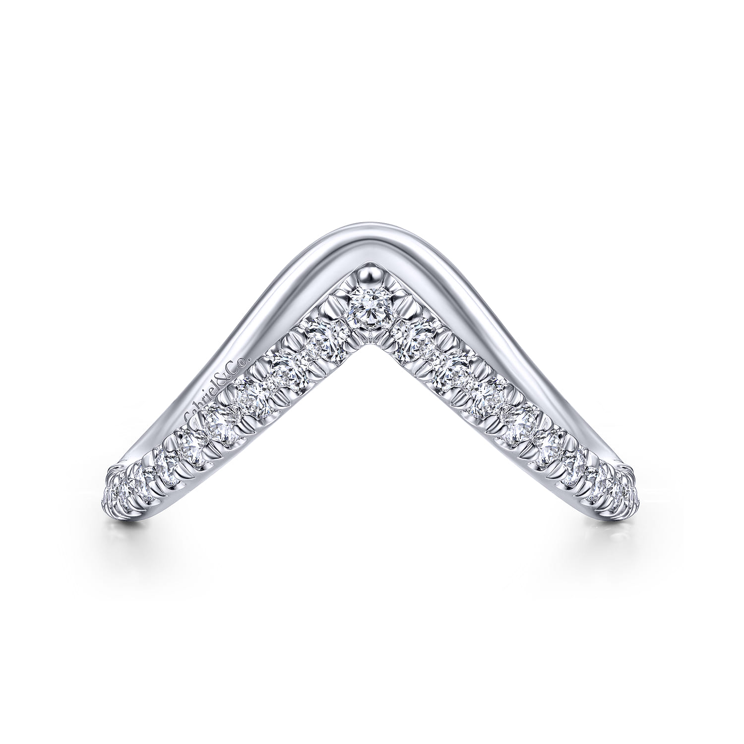 14K White Gold Matching Wedding Band - 0.42 ct - Shot 1