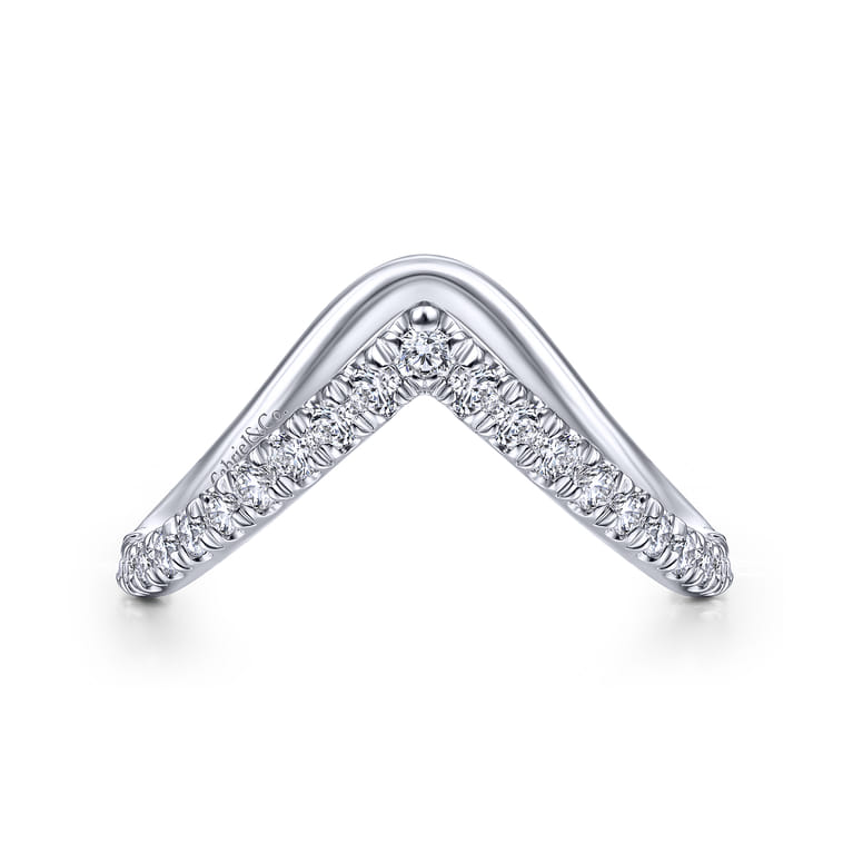 14K White Gold Matching Wedding Band - 0.42 ct - Shot 1