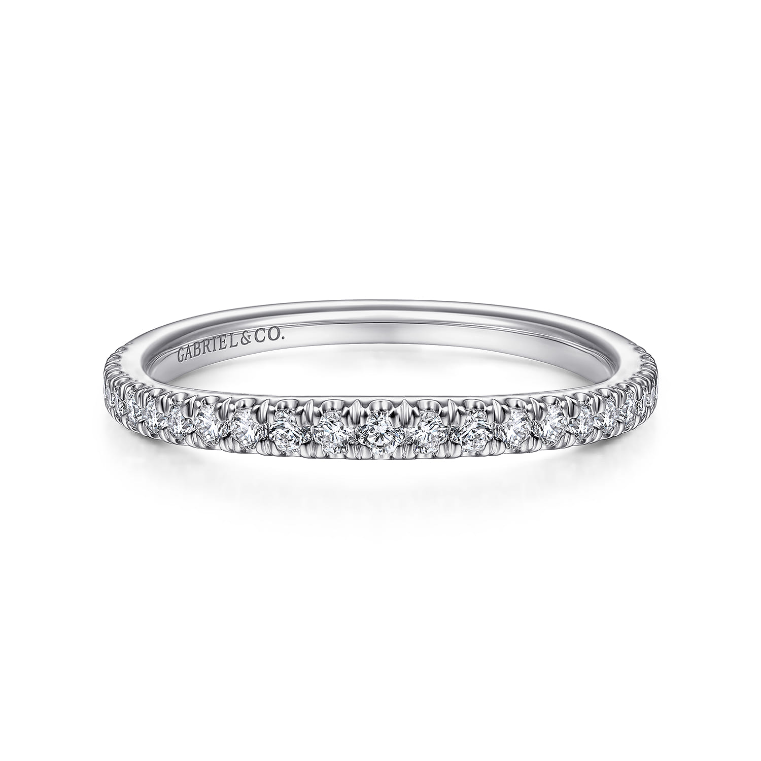 14K White Gold Matching Wedding Band - 0.25 ct - Shot 1