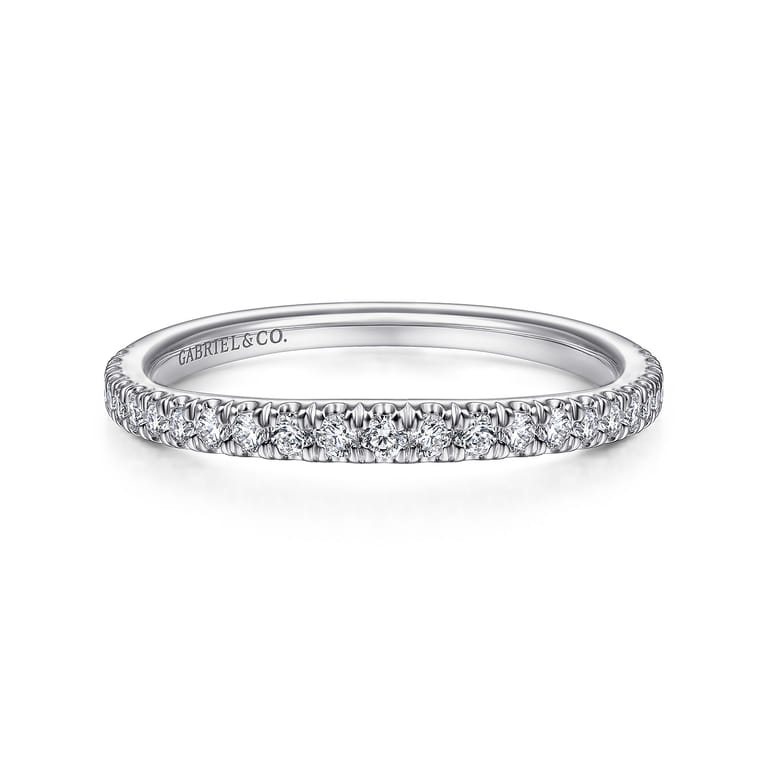 14K White Gold Matching Wedding Band - 0.25 ct - Shot 1