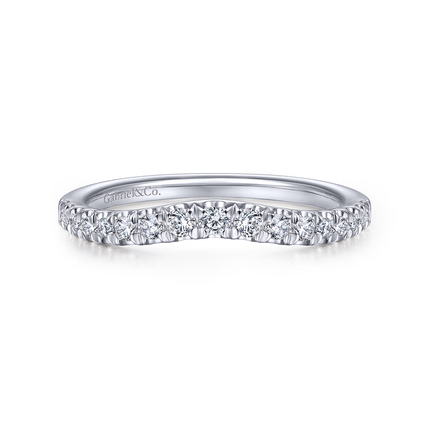 14K White Gold Matching Wedding Band - 0.28 ct - Shot 1
