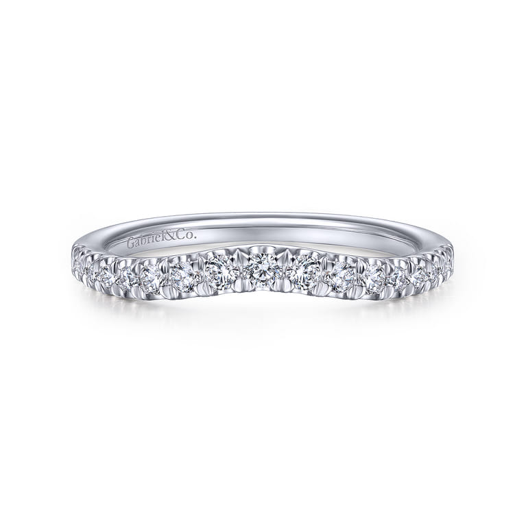 14K White Gold Matching Wedding Band - 0.28 ct - Shot 1