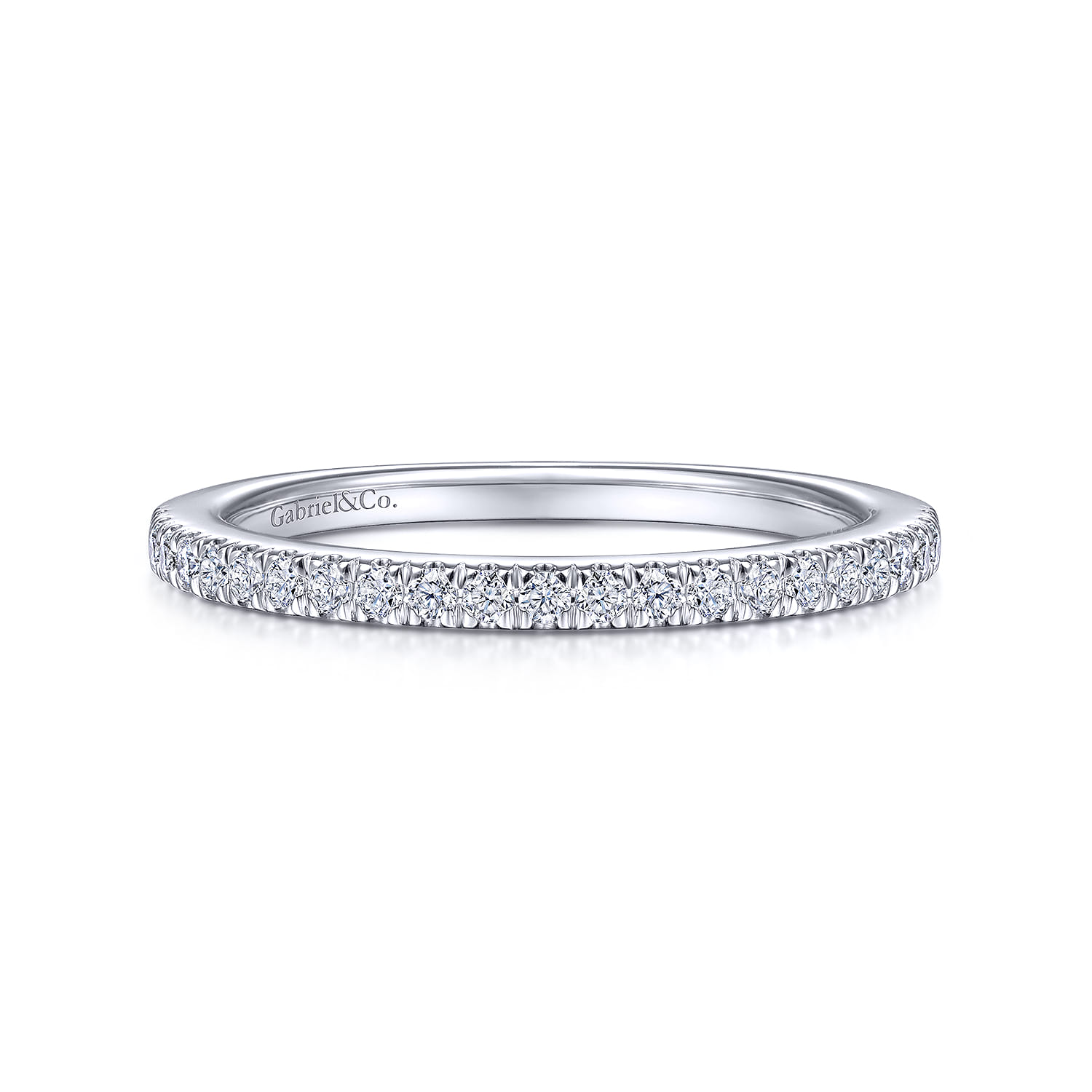 14K White Gold Matching Wedding Band - 0.16 ct - Shot 1
