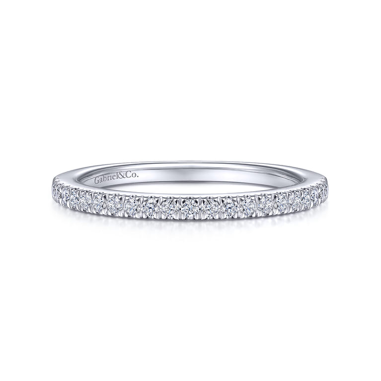 14K White Gold Matching Wedding Band - 0.16 ct - Shot 1