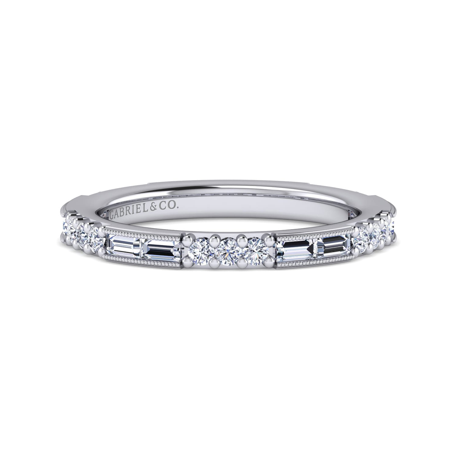 14K White Gold Matching Wedding Band - 0.55 ct - Shot 1