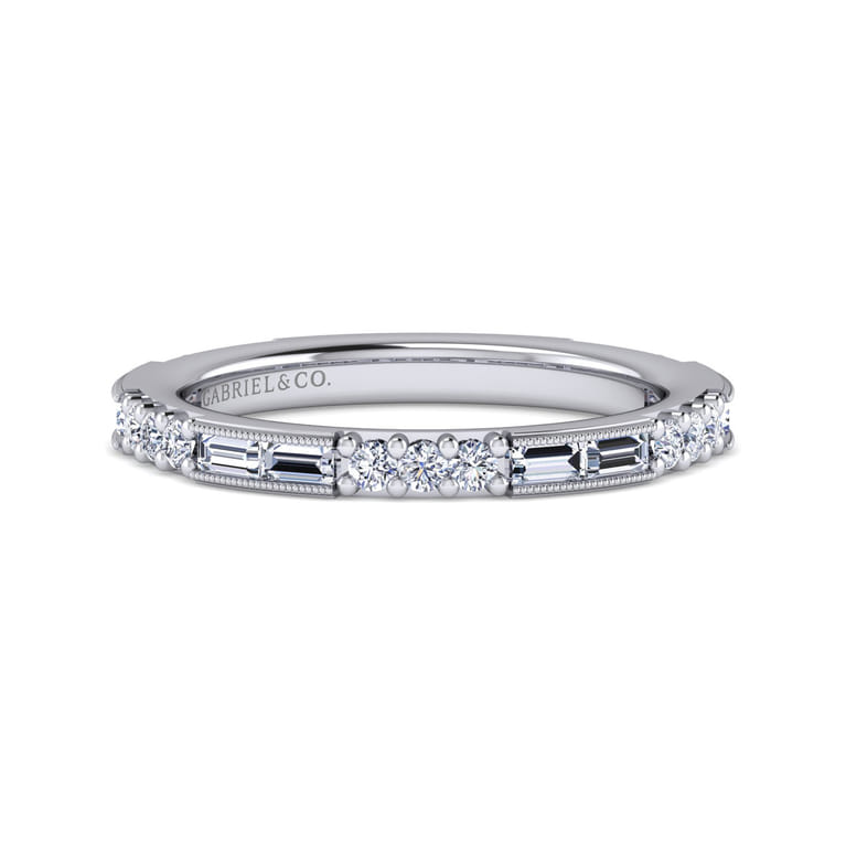 14K White Gold Matching Wedding Band - 0.55 ct - Shot 1