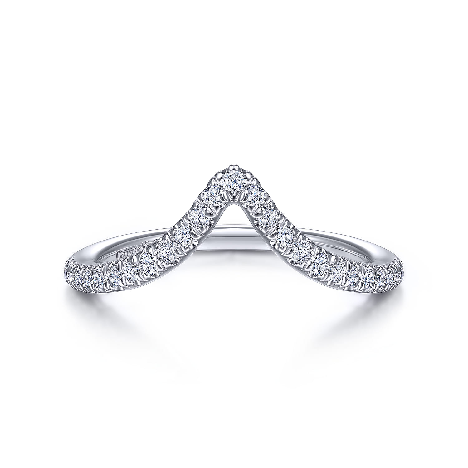 14K White Gold Matching Wedding Band - 0.21 ct - Shot 1