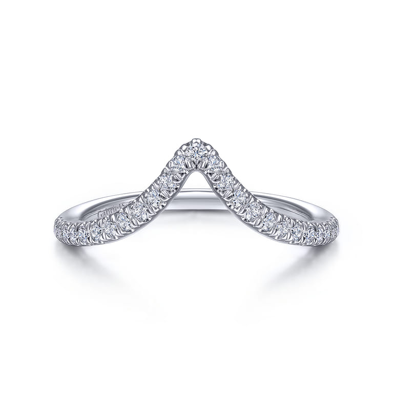 14K White Gold Matching Wedding Band - 0.21 ct - Shot 1