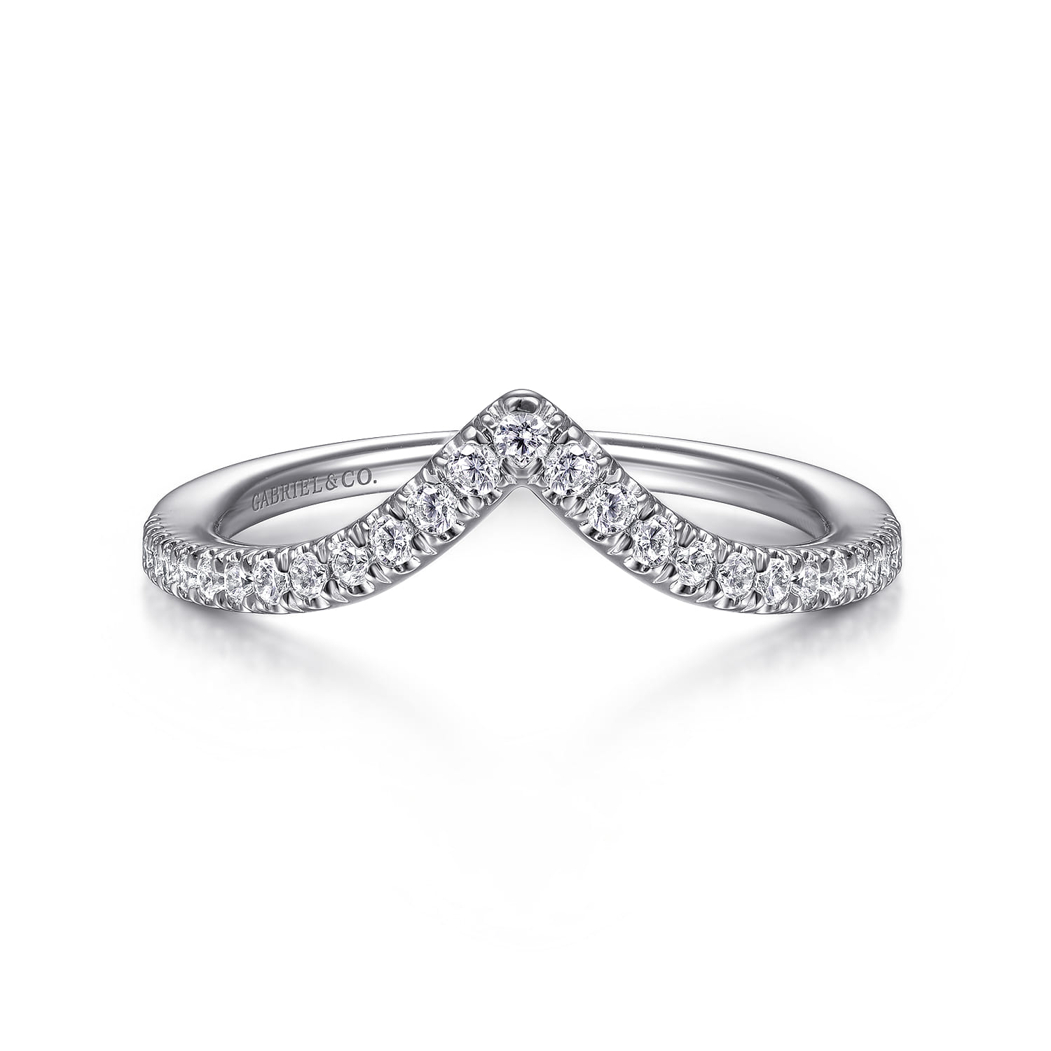 14K White Gold Matching Wedding Band - 0.19 ct - Shot 1