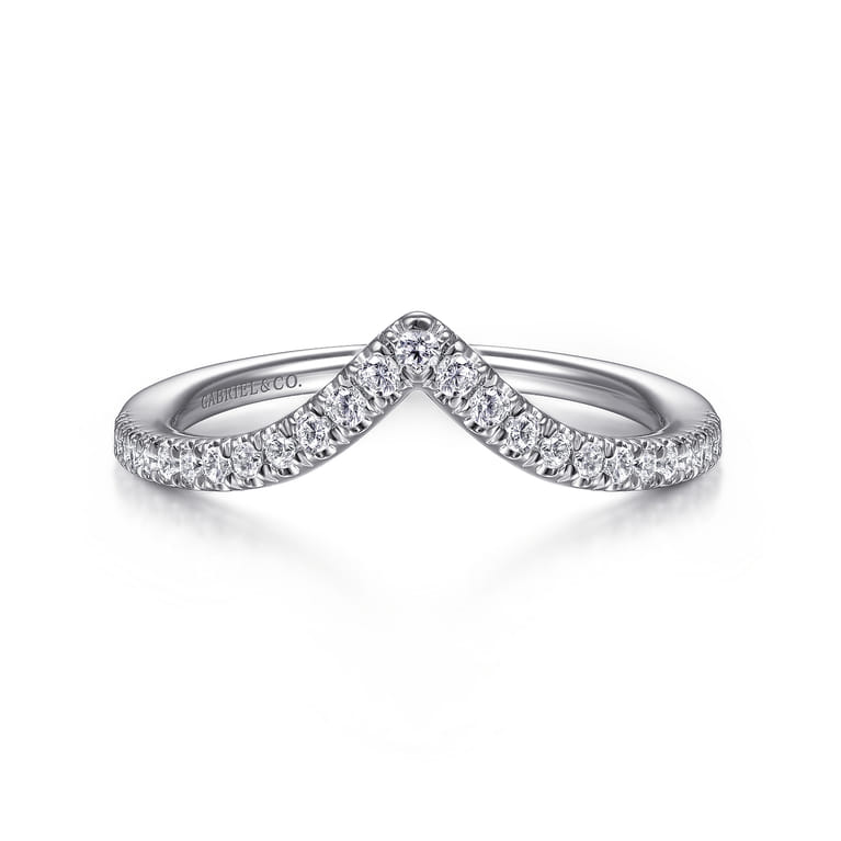 14K White Gold Matching Wedding Band - 0.19 ct - Shot 1